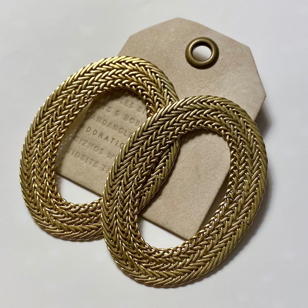 Stvdio Brooklyn Claude Hoop Earrings 2.75" Polished Brass Anthropologie *NWOT*